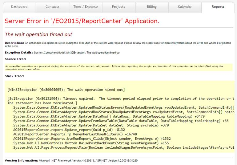 Budget vs. Actual report timeout error in ArchiOffice BQE Knowledgebase